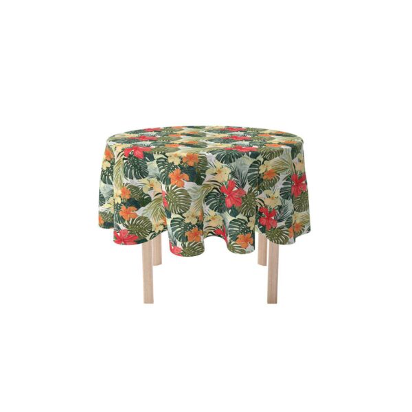 Round Tablecloth, 100% Polyester, 90  Round, Hibiscus Garden