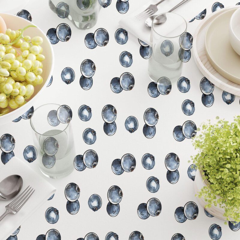Round Tablecloth, 100% Polyester, 60  Round, Blueberry Picnic - Image 3
