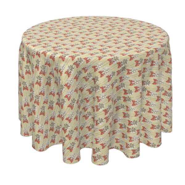 Round Tablecloth, 100% Polyester, 70  Round, Pine Cones with Bows