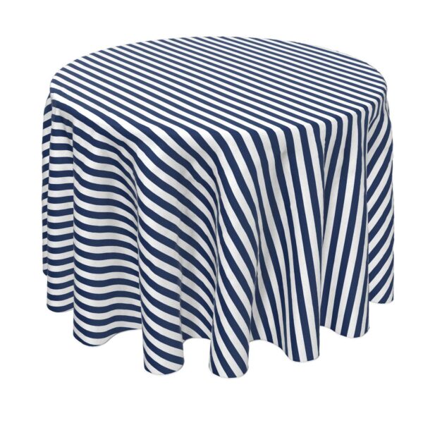 Round Tablecloth, 100% Polyester, 70  Round, Small Stripes, Navy