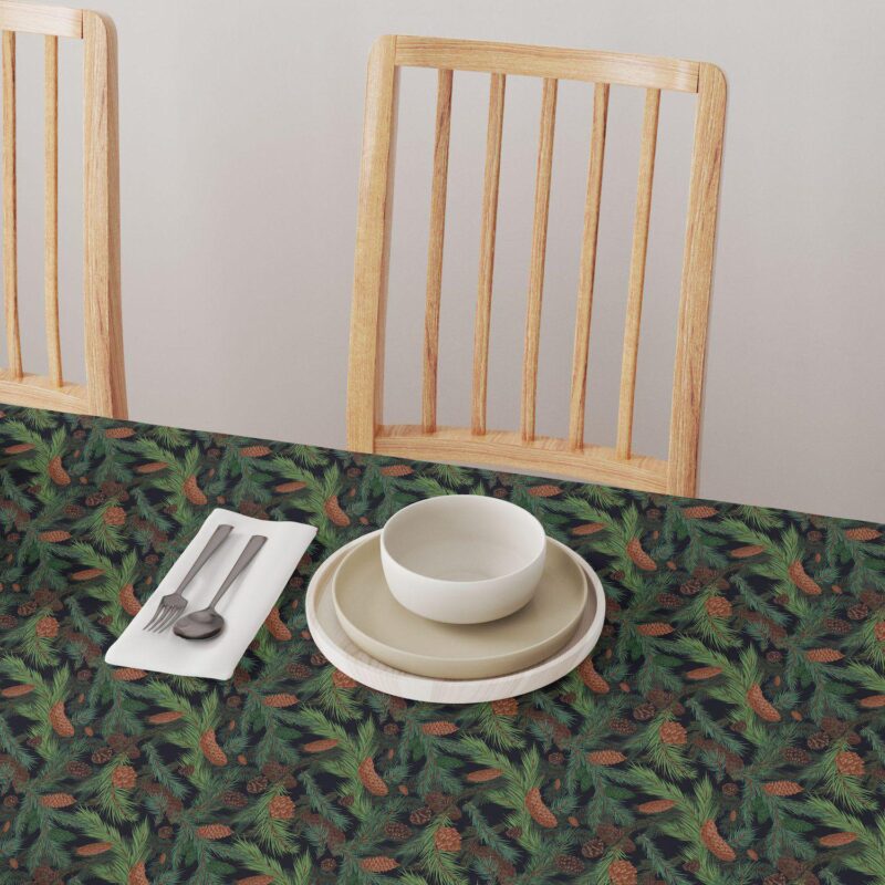 Round Tablecloth, 100% Polyester, 90  Round, Fir Branches and Green Pines - Image 4