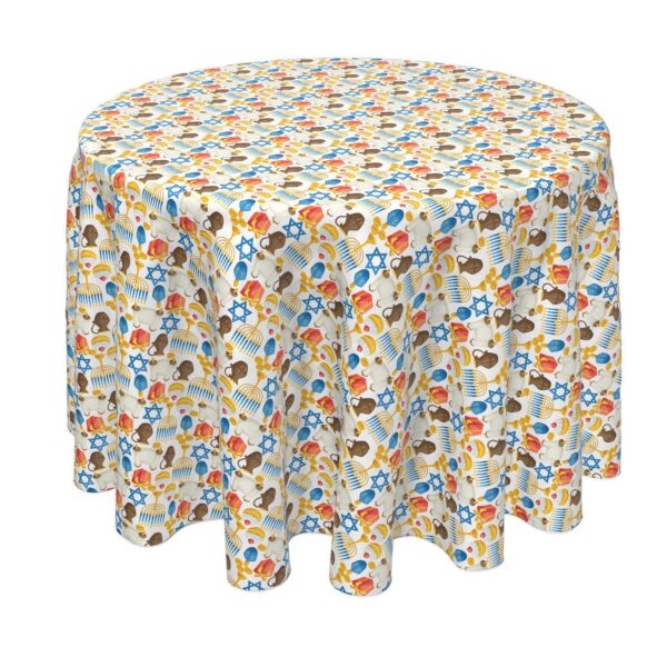 Round Tablecloth, 100% Polyester, 90  Round, Menorah Memories