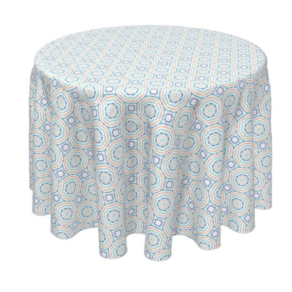 Round Tablecloth, 100% Polyester, 90  Round, Sunburst Tie Dye