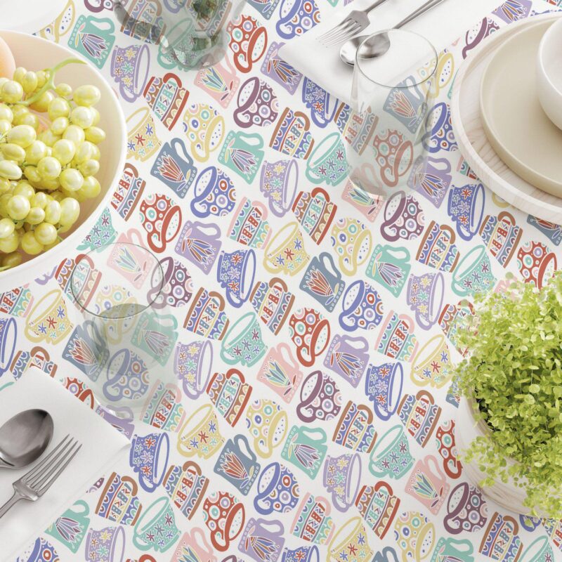 Round Tablecloth, 100% Polyester, 70  Round, Abstract Mugs - Image 3
