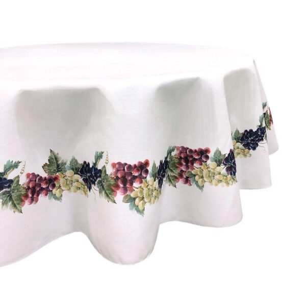 Round Tablecloth, 100% Polyester, 70  Round, Grape Vine Garland