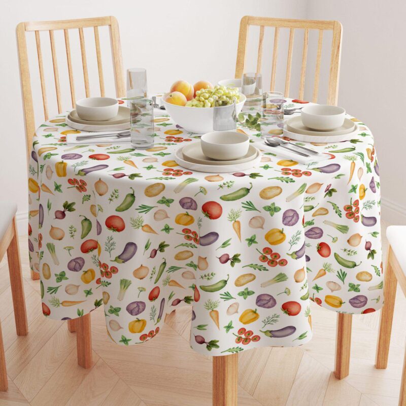 Round Tablecloth, 100% Polyester, 70  Round, Garden Vegetables - Image 2