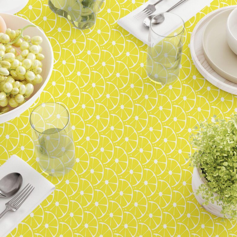 Round Tablecloth, 100% Polyester, 60  Round, Allover Lemon Slices - Image 3