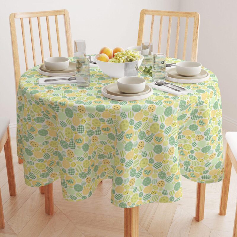 Round Tablecloth, 100% Polyester, 70  Round, Green and Yellow Pastel Easter Eggs - Image 2