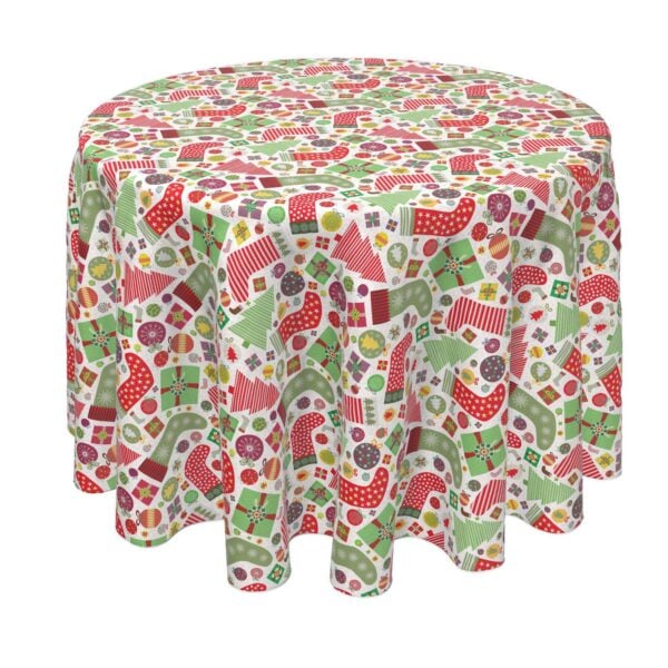 Round Tablecloth, 100% Polyester, 60  Round, Fun Stockings and Essentials