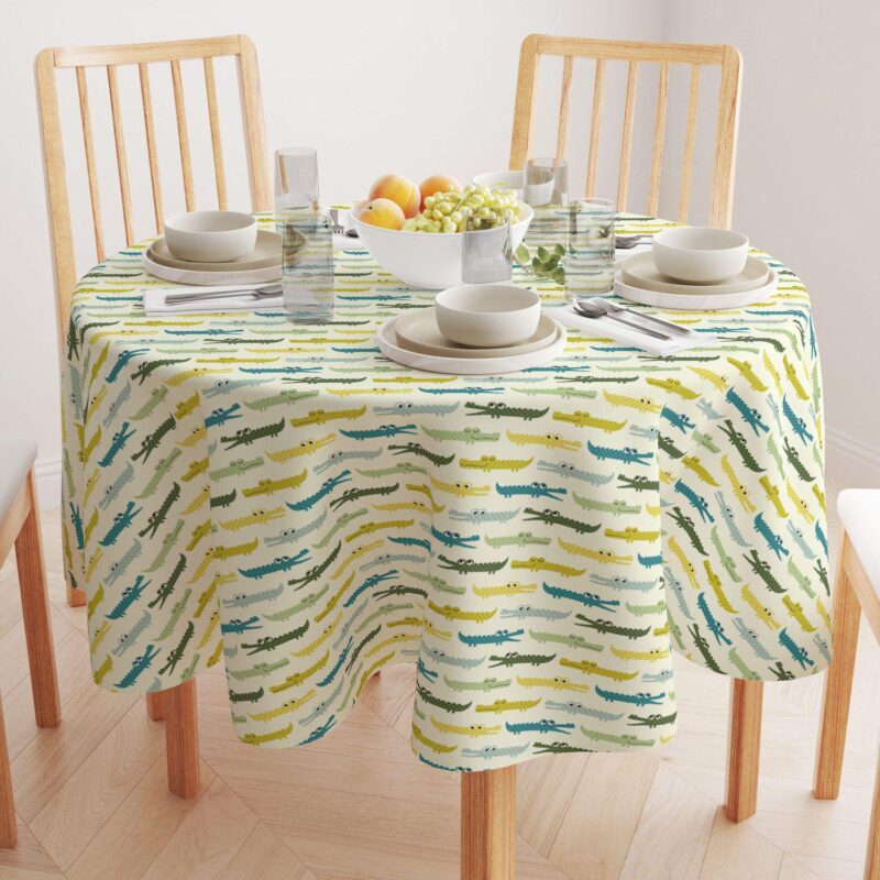 Round Tablecloth, 100% Polyester, 60  Round, Funny Gators - Image 2