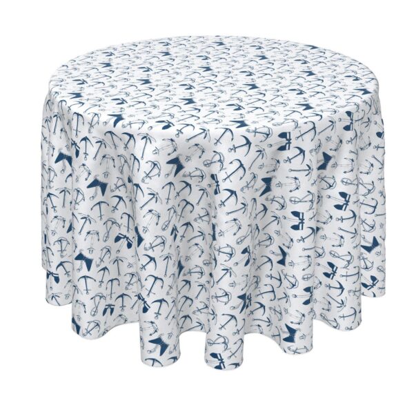 Round Tablecloth, 100% Polyester, 60  Round, Sea Anchors