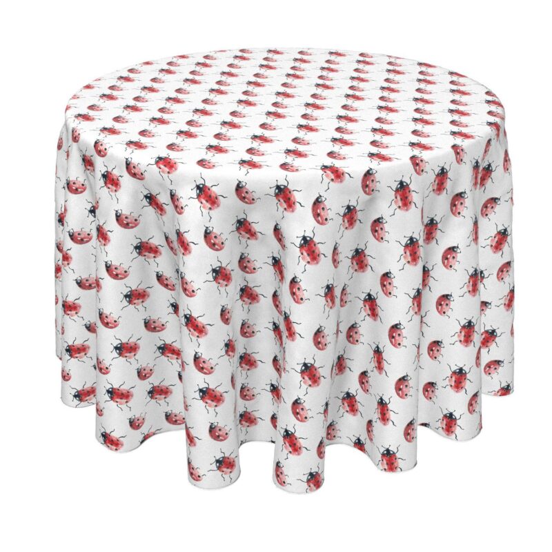 Round Tablecloth, 100% Polyester, 60  Round, Watercolor Ladybugs
