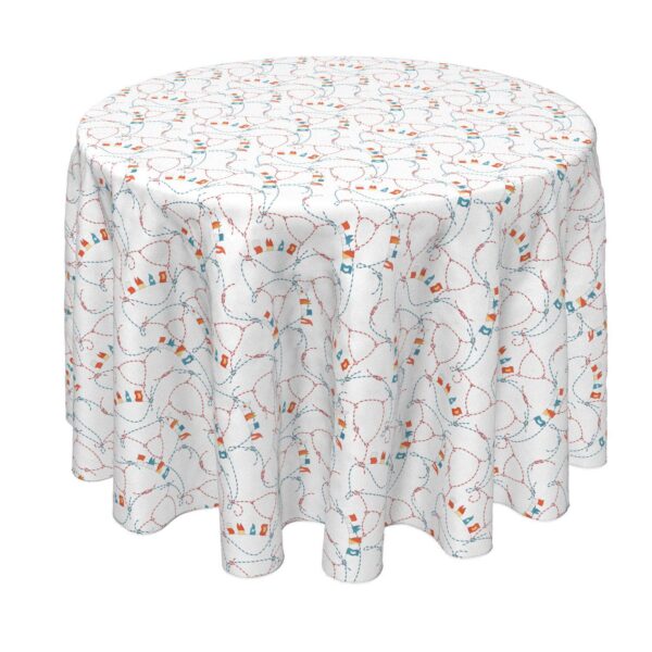 Round Tablecloth, 100% Polyester, 70  Round, Marine Life Rope Knot and Flags