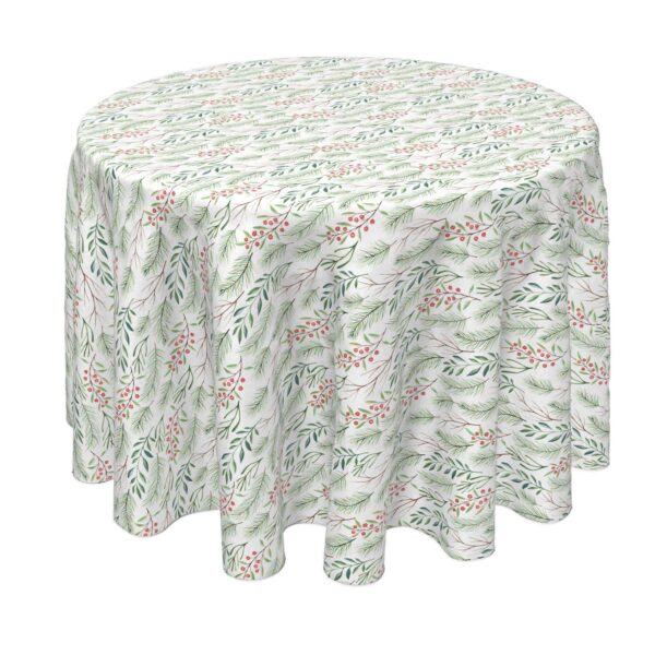 Round Tablecloth, 100% Polyester, 90  Round, Merry Berries and Branches