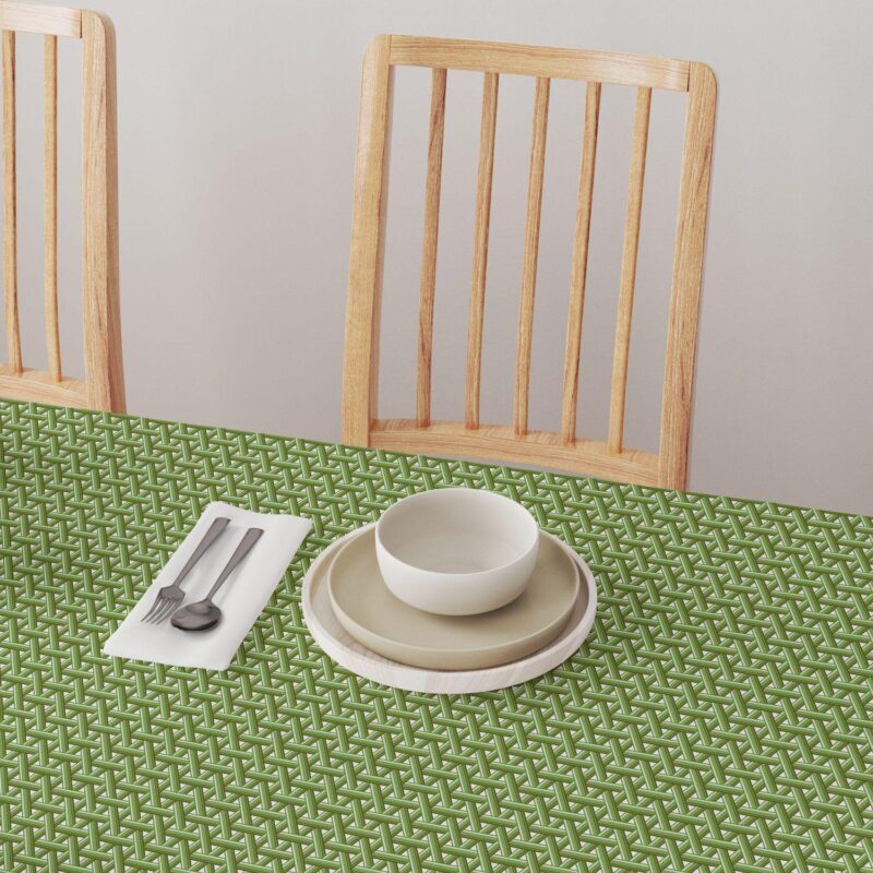 Round Tablecloth, 100% Polyester, 60  Round, Intertwined Green Wicker - Image 4