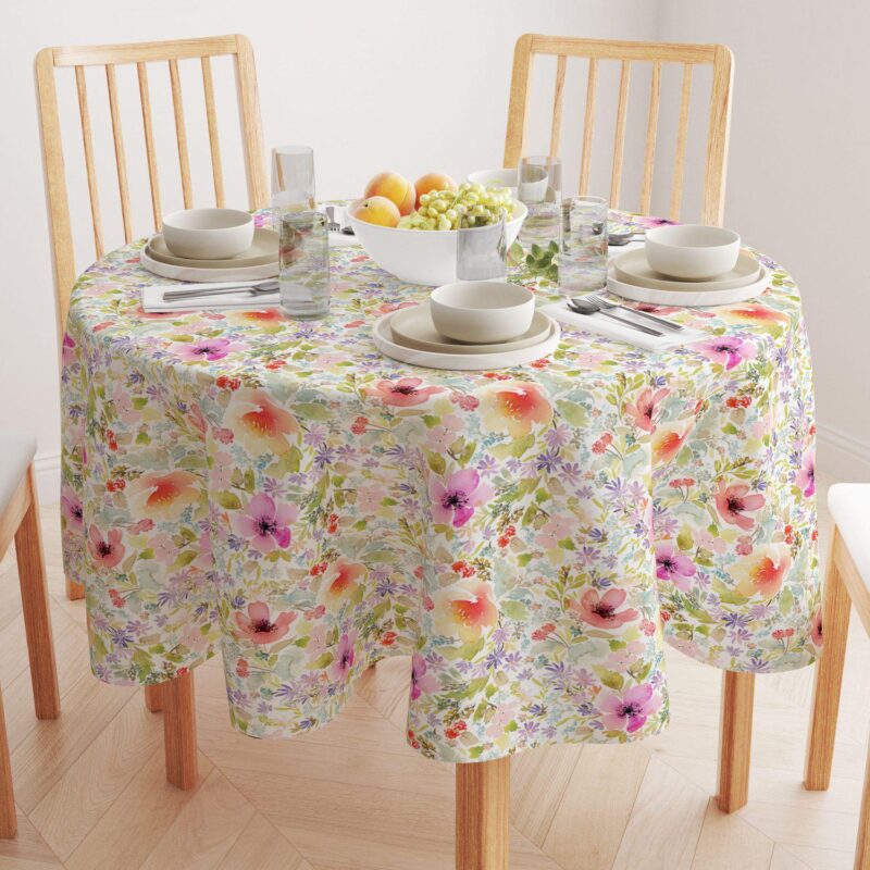 Round Tablecloth, 100% Polyester, 70  Round, Botanical Garden Dogwood - Image 2