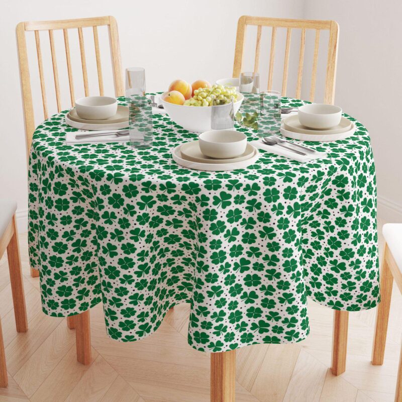 Round Tablecloth, 100% Polyester, 70  Round, St. Patrick's Day Shamrock Decoration - Image 2