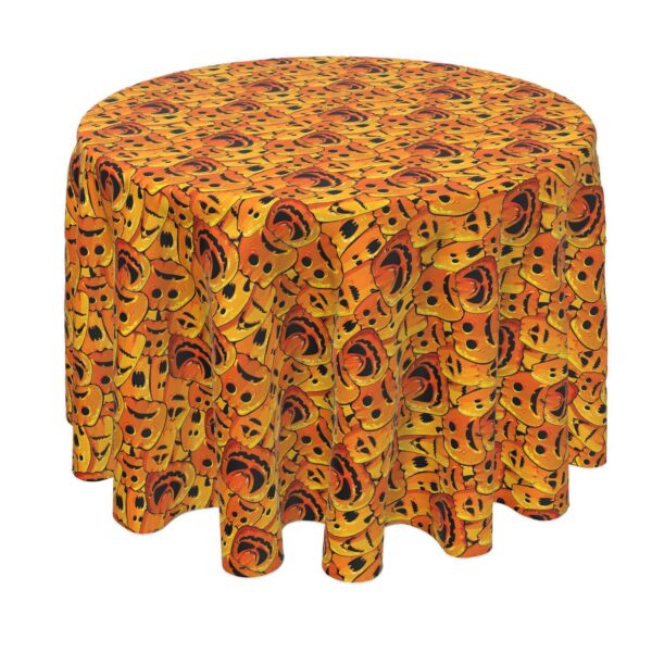 Round Tablecloth, 100% Polyester, 70  Round, Pumpkin Ghost Faces