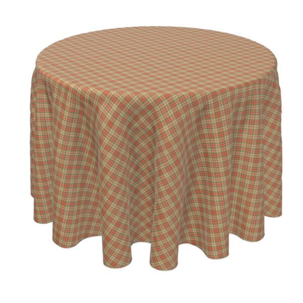 Round Tablecloth, 100% Polyester, 70  Round, Thanksgiving Retro Tartan Plaid