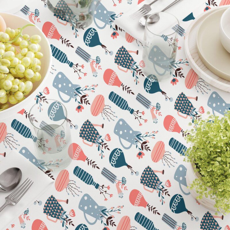 Round Tablecloth, 100% Polyester, 60  Round, Doodle Vases - Image 3