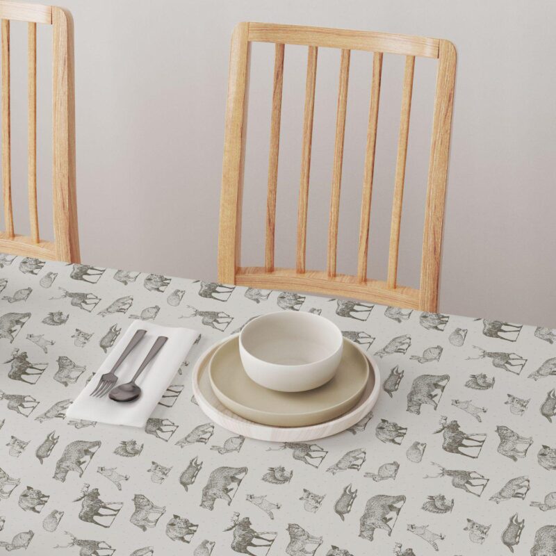 Round Tablecloth, 100% Polyester, 90  Round, Hand Drawn Wild Animals - Image 4