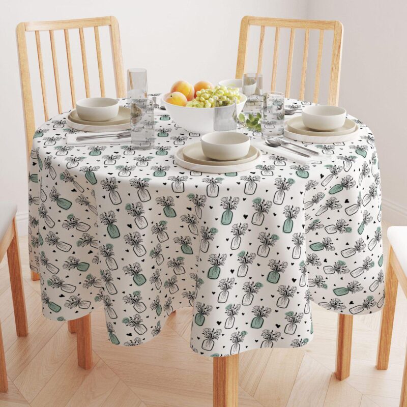 Round Tablecloth, 100% Polyester, 70  Round, Bouquets in Jars - Image 2