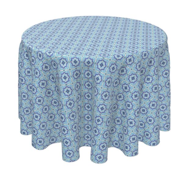 Round Tablecloth, 100% Polyester, 60  Round, Moroccan Blue Tile Design