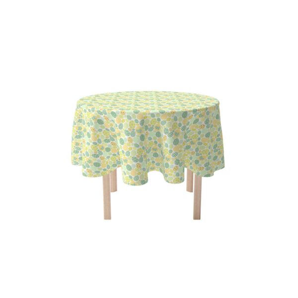 Round Tablecloth, 100% Polyester, 70  Round, Green and Yellow Pastel Easter Eggs