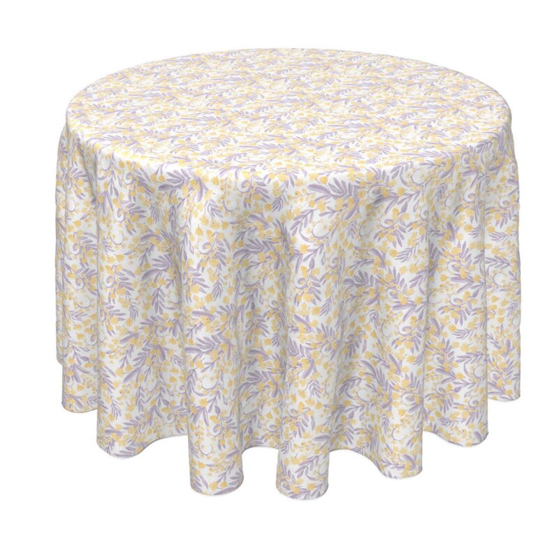 Round Tablecloth, 100% Polyester, 90  Round, Violet Floral