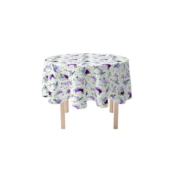 Round Tablecloth, 100% Polyester, 70  Round, Purple and White Hydrangeas