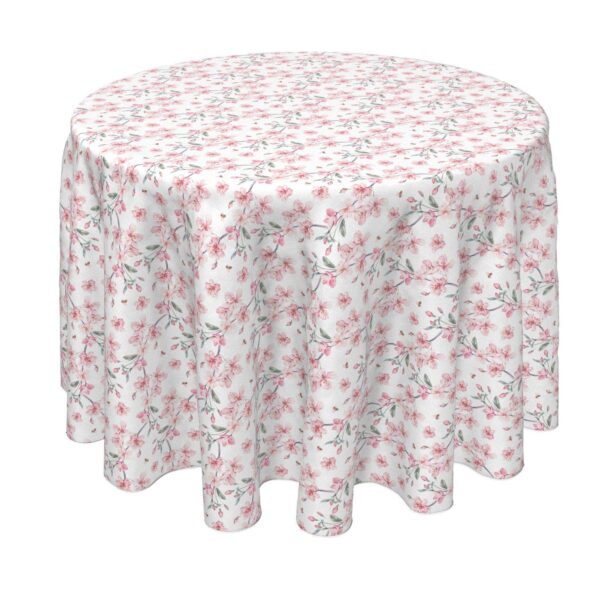 Round Tablecloth, 100% Polyester, 70  Round, Pink Floral Blossom