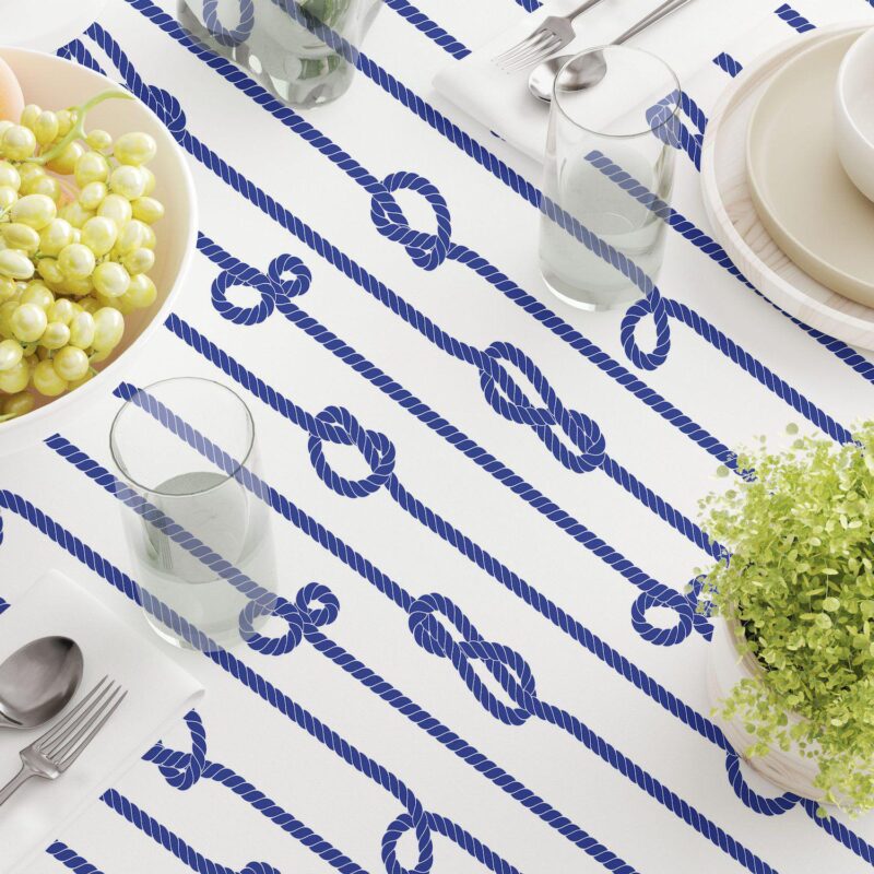 Round Tablecloth, 100% Polyester, 90  Round, Vertical Rope Knot Stripe - Image 3