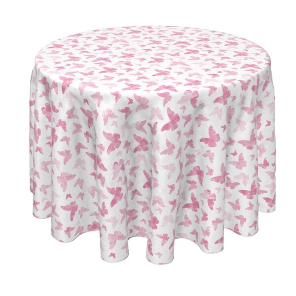 Round Tablecloth, 100% Polyester, 90  Round, Watercolor Pink Butterflies