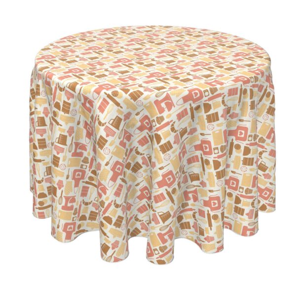 Round Tablecloth, 100% Polyester, 90  Round, Baking Icons