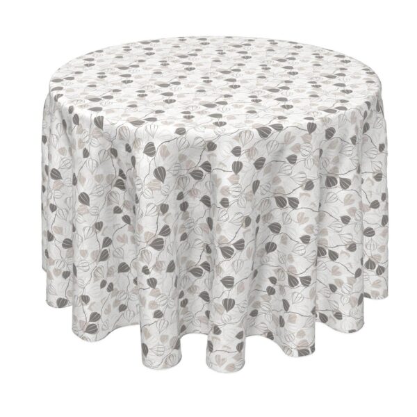 Round Tablecloth, 100% Polyester, 90  Round, Outlined Abstract Leaves