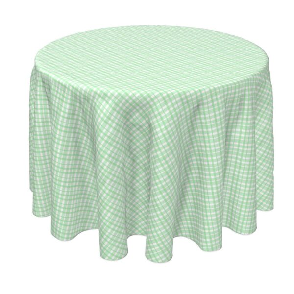 Round Tablecloth, 100% Polyester, 90  Round, Vintage Green Check