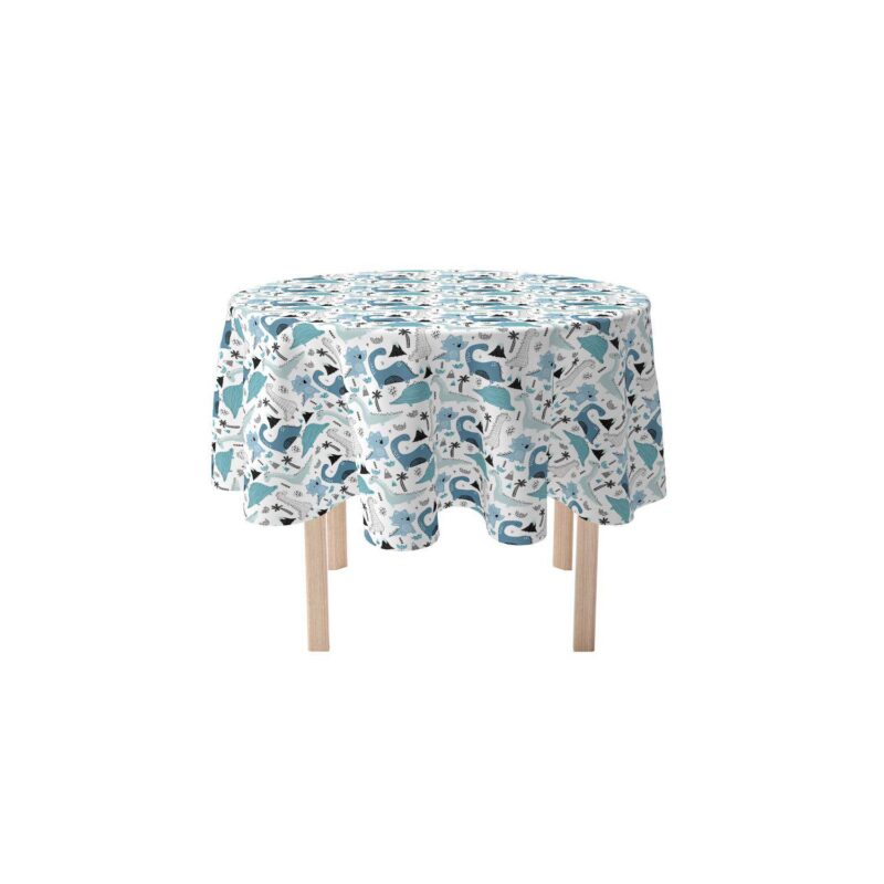 Round Tablecloth, 100% Polyester, 60  Round, Hand Drawn Dinosaurs