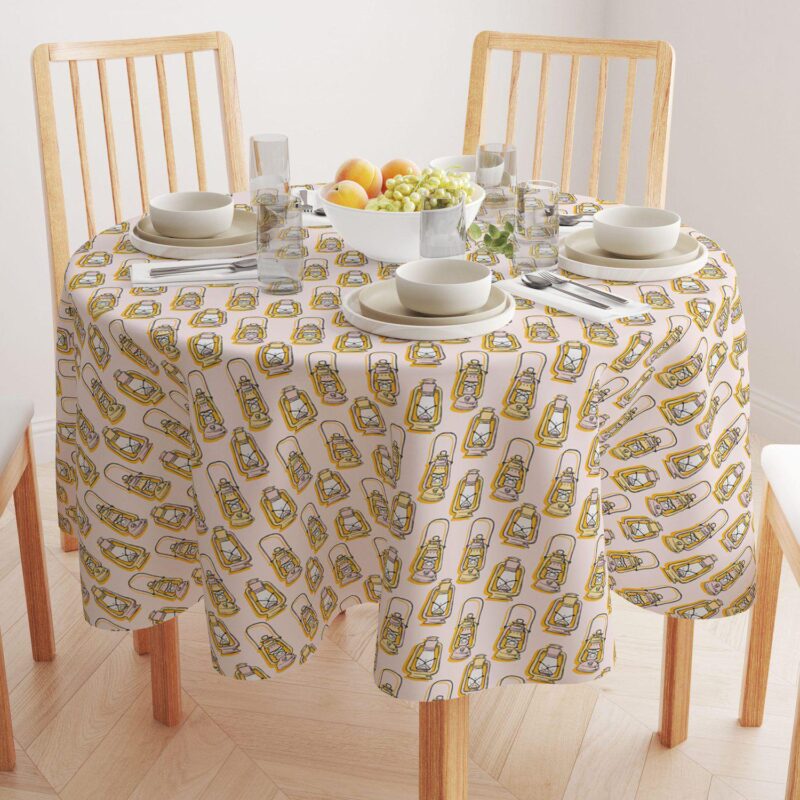 Round Tablecloth, 100% Polyester, 70  Round, Camping Lanterns - Image 2