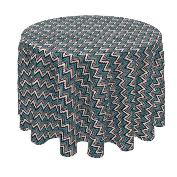 Round Tablecloth, 100% Polyester, 90  Round, Patterned Chevron