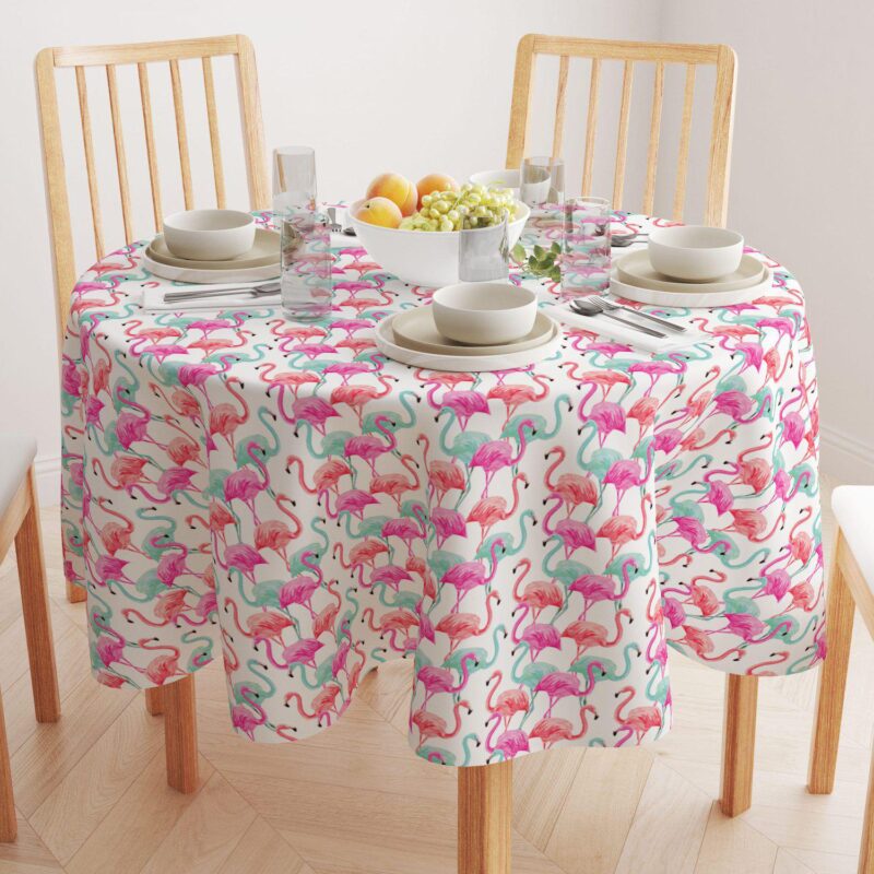 Round Tablecloth, 100% Polyester, 70  Round, Flamingo Beach - Image 2