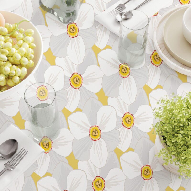 Round Tablecloth, 100% Polyester, 70  Round, Large Petal Flowers - Image 3