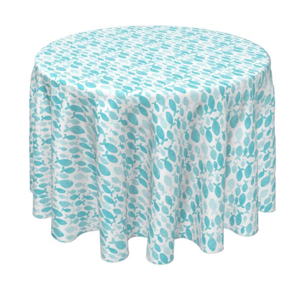 Round Tablecloth, 100% Polyester, 70  Round, Watercolor Turquoise Fish