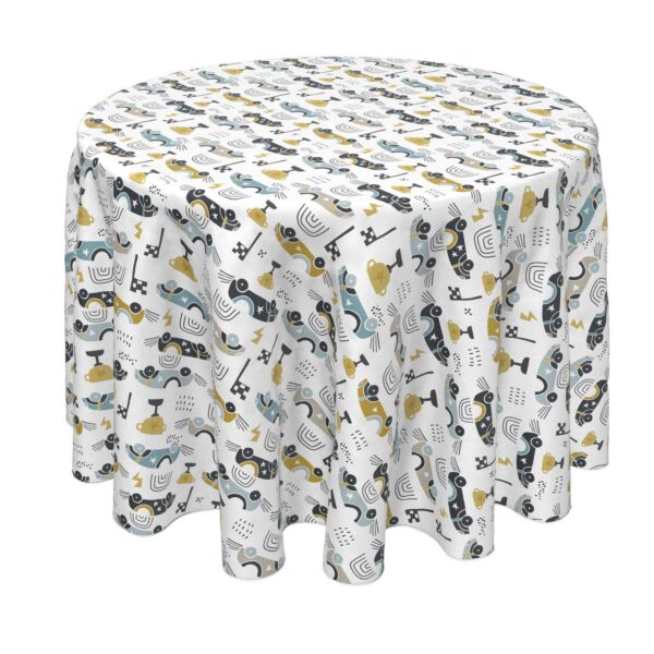 Round Tablecloth, 100% Polyester, 60  Round, Cartoon Retro Racing Cars