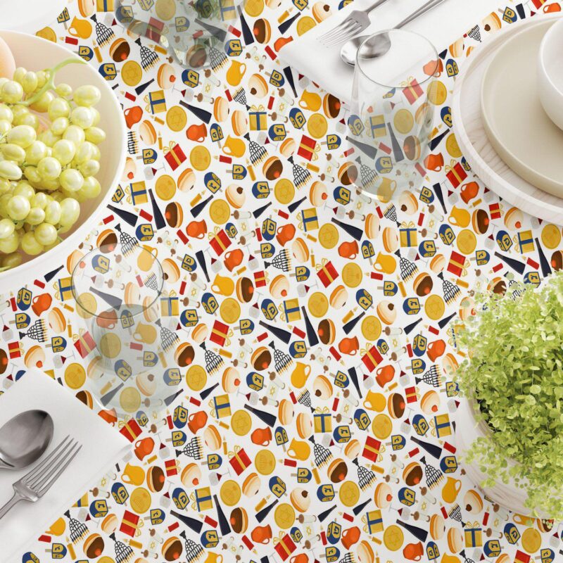 Round Tablecloth, 100% Polyester, 90  Round, Hanukkah Celebration Essentials - Image 3