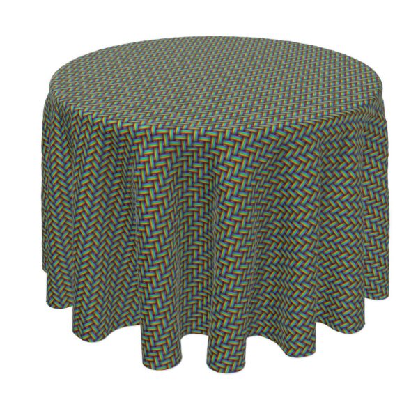 Round Tablecloth, 100% Polyester, 90  Round, Rainbow Herringbone Weave