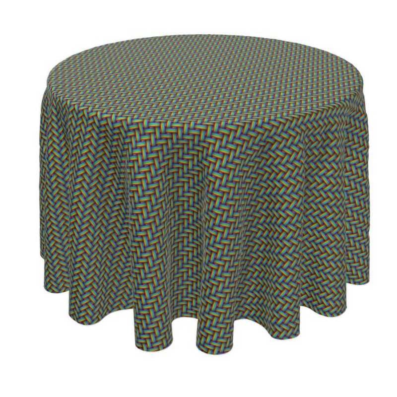 Round Tablecloth, 100% Polyester, 90  Round, Rainbow Herringbone Weave