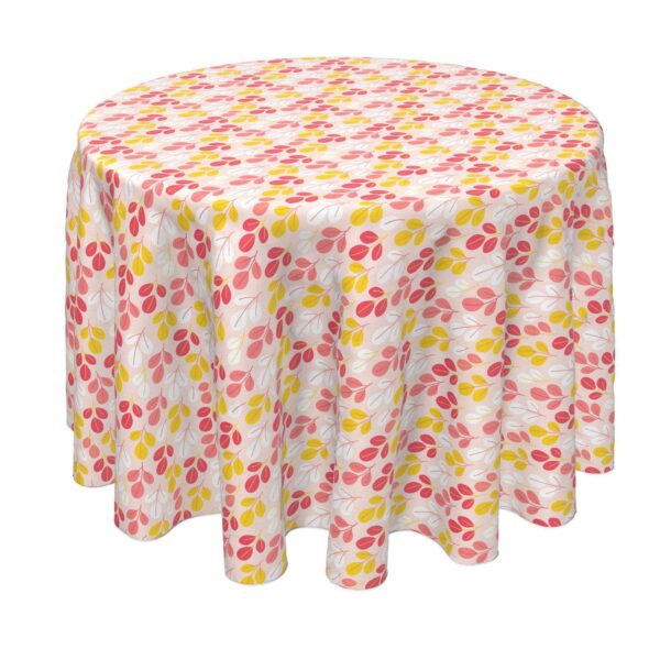 Round Tablecloth, 100% Polyester, 70  Round, Doodle Pink Leaves