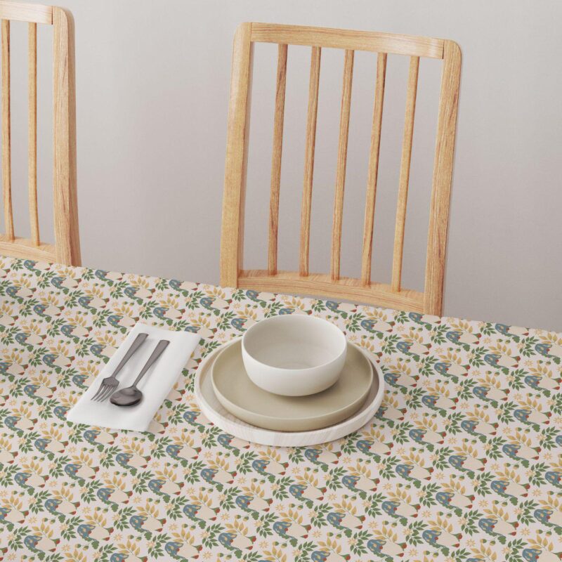 Round Tablecloth, 100% Polyester, 90  Round, Cute Gnomes and Flowers - Image 4
