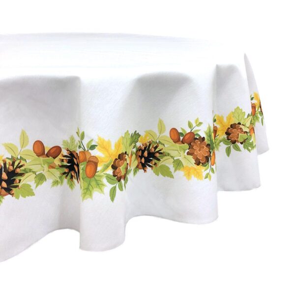 Round Tablecloth, 100% Polyester, 60  Round, Pinecones Leaves Garland