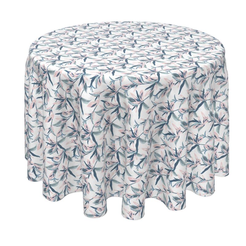Round Tablecloth, 100% Polyester, 90  Round, Pastel Tropical Leaves